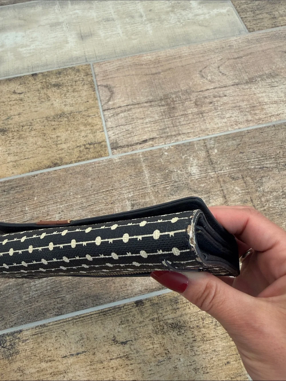 Fossil Black & Cream Polka Dot Wallet Womens